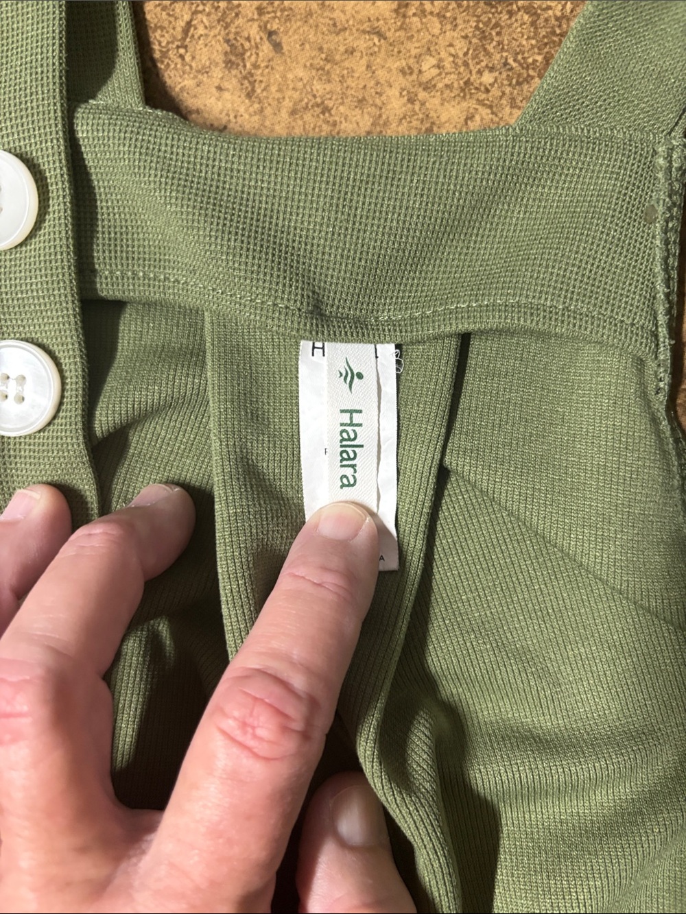 HALARA Olive Green Pleated Bib Jumpsuit - Picture 6 of 7